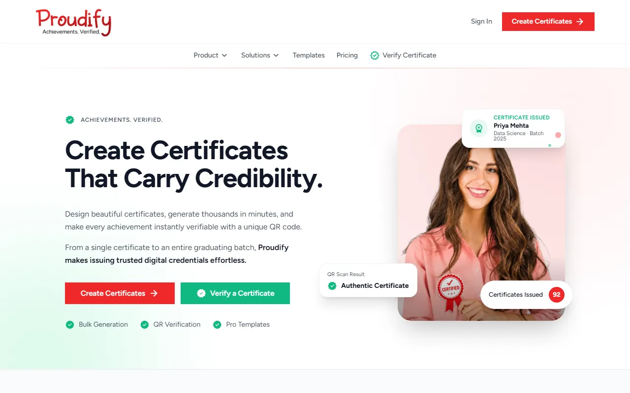 Proudify — TALL stack certificate SaaS built with Laravel and Livewire